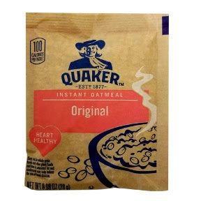 Quaker® Oatmeal Quick Oats - 1.5 oz F25-2609300-7200/ 1.5 oz travel size quick oats cereal in individual package.
