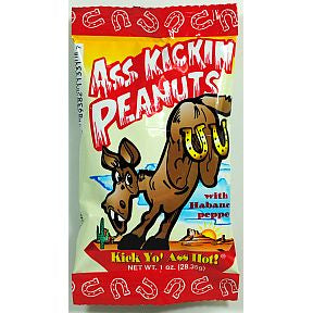 Ass Kickin® Peanuts with Habanero Pepper F30-3140103-8200-1 oz. travel size bag.