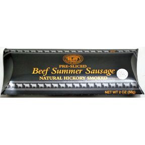Heart of Wisconsin® Pre-Sliced Beef Summer Sausage Natural Hickory Smoked F30-3616601-8400-2 oz. pre-sliced package. Hickory Smoked flavor.