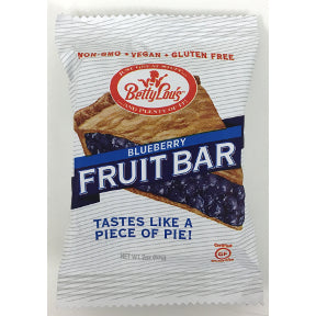 Betty Lou's Gluten Free Fruit Bar - Blueberry F30-4032711-8200 - 2 oz fruit bar in individually sealed package. Gluten Free.