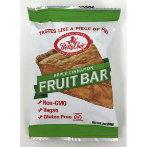 Betty Lou's Gluten Free Fruit Bar - Apple Cinnamon F30-4032715-8200 - 2 oz fruit bar in individually sealed package. Gluten Free.