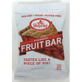 Betty Lous Gluten Free Fruit Bars - Strawberry F30-4032716-8200 - 2 oz fruit bar in individually sealed package.