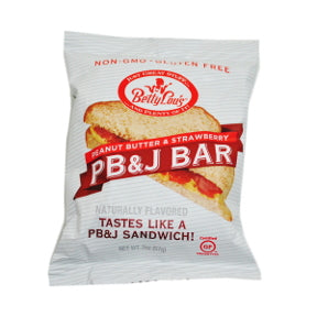 Betty Lou's® Peanut Butter & Strawberry Bar F30-4032770-8200-2 oz. individually packaged bar. Gluten free.