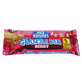 Kelloggs Berry Krispies Chewy Granola Bar F30-4109111-8100 - 1.27 oz cereal bar in individually sealed wrapper.