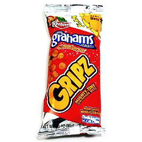 Keebler® Graham Crackers Cinnamon Gripz® F32-3965600-8100-0.9 oz. bag. Made with Whole Grain. Good source of Calcium.