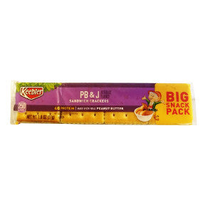 Keebler® PB n J Sandwich Crackers F40-4265605-8200-1.8 oz package of PB n J Sandwich Crackers. Made with Real Peanut Butter.