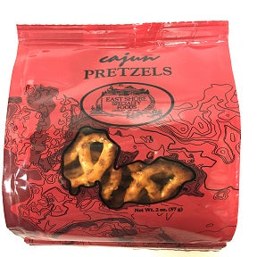 East Shore Cajun Pretzels F40-4568705-8200 2 oz. bag of cajun flavored pretzels.