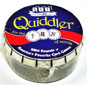 SET® Quiddler Mini Round G01-0360802-9000-card game in a mini round tin.