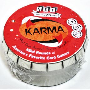 SET® KARMA Mini Round G01-0360804-9000-card game in a round mini tin.