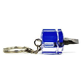 Stubby Screwdriver Keychain - Slotted H03-0159901-8100-A single stubby, slotted screwdriver on a keychain.