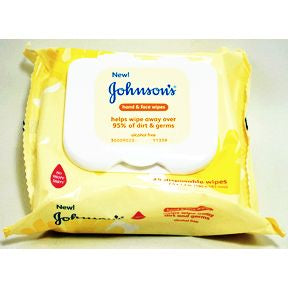 Johnson's® Hand & Face Wipes (25 count) J01-0120401-8300-travel size pack of 25 disposable wipes.