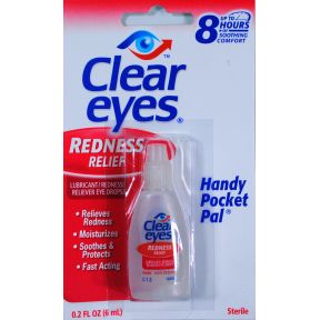 Clear eyes Handy Pocket Pal J01-0416201-8000 - 0.2 fl oz travel size redness relief lubricant eye drops in plastic bottle. Removes redness. Moisturizes. Soothes and protects. Fast acting.