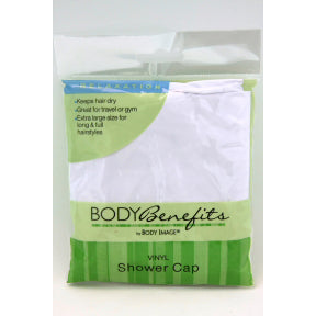 Body Image Shower Cap J01-1058201-9100 - 1 shower cap in travel size sealed plastic package.