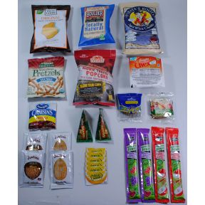 Gluten Free Snack Sampler - Kids K01-2059932-2500 - Kit contains 14 different products (23 total) in a plastic drawstring bag.