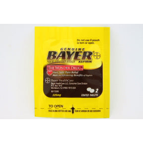 Bayer Aspirin P01-0110201-1000 - 2 tablets in a travel size individually sealed packet.
