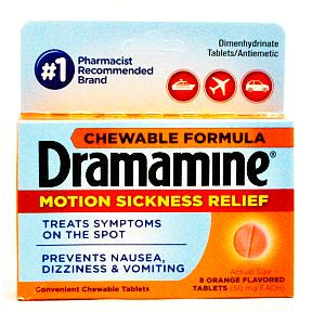 Dramamine® Chewable Formula - 8 count P01-0111401-8200-8 count package of orange flavored chewable tablets. Motion sickness relief.