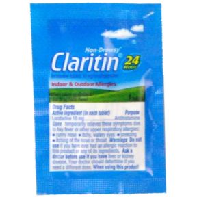 Claritin Non-Drowsy P01-0143601-1000 - One tablet in sealed packet. For Indoor and Outdoor Allergies. 24 hour.