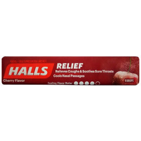 Halls Cherry Cough Drops P01-0452502-4200 - 9 drop individually wrapped sticks