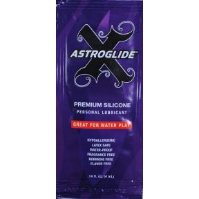 Astroglide X - Premium Personal Lubricant P02-0176303-8000 - 0.14 oz travel size personal lubricant in individually sealed single use packet.