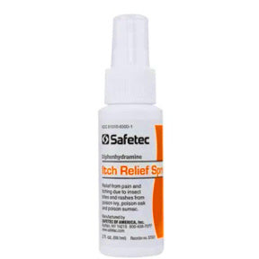 Safetec Itch Relief Spray P03-0125901-8200-2 fl. Oz. of liquid spray in a pump bottle.