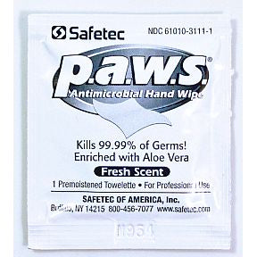Safetec Personal Antimicrobial Wipes (P.A.W.S.) P03-0125902-1000
