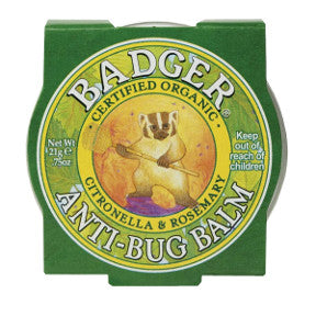 Badger Anti-Bug Balm - Citronella & Rosemary P04-0370701-9100 - 0.75 oz anti-bug balm in metal tin. USDA Organic.