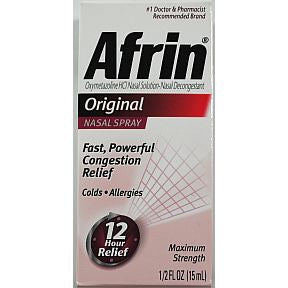 Afrin Original Nasal Spray .5 oz P06-0163101-9100 - 12 hour maximum strength congestion relief