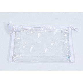 Bag, Vinyl, top zipper, w/hang loop, 6 x 4 x 1.5 S04-0189934-2200-Individual Vinyl bag with a zipper on top and a hang loop.