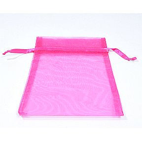 Bag, Organza, Drawstring, 5 x 7, Hot Pink S04-0189943-3350-A single Organza bag with Drawstring closure.