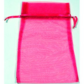 Bag, Organza, Drawstring, 6 x 10, Hot Pink S04-0189943-3415