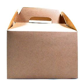 Box, Gable, 9 x 6 x 6, Kraft S04-0389914-5240-A single kraft cardboard box with handle.