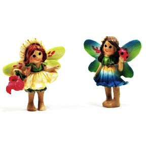 Polystone Mini Fairytale Fairy 1, 2 pc set U03-0101232-0192-2 piece set of Fairies. Garden Decor.