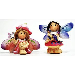 Polystone Mini Fairytale Fairy 2, 2 pc set U03-0101232-0292-2 pc set of mini fairies. Garden décor.