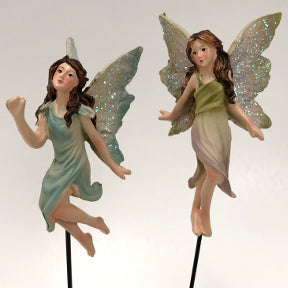 Polystone Mini Classic Fairytale Statuary - Flying Fairies on Picks (2 pc set), U03-0101232-0422