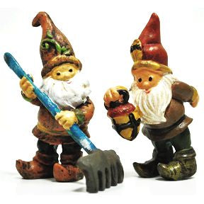Polystone Mini Woodland Gnomes 1 (2 pc set) U03-0101232-0492-2 pc set of mini gnomes. Garden décor.
