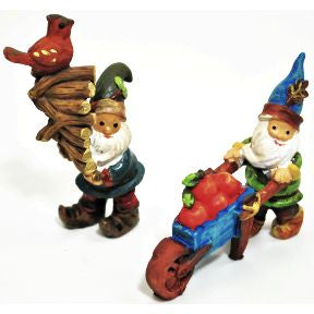 Polystone Mini Woodland Gnomes 2 (2 pc set) U03-0101232-0592-2 mini woodland gnomes. Garden décor.