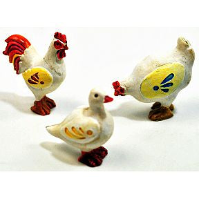 Polystone Mini Country Duck, Hen & Rooster, 3 pc set U03-0201232-0293-3 piece set. Duck, Hen, and Rooster. Garden Decor.