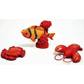 Polystone Mini Seaside Fish, Coral, Lobster (4 pc set) U03-0201232-3094-4 pc set of mini seaside accessories. Garden décor.