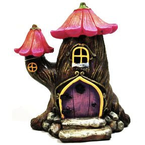 Polystone Mini Fairytale Tree House U03-0301232-0090-a single mini Fairytale tree house. Garden decor.