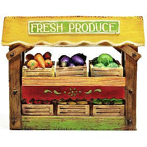 Polystone Mini Country Fresh Produce Stand, 5 pc set U03-0301232-0095-5 pc mini set of produce stand and produce. Garden décor.