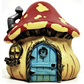 Polystone Mini Woodland Mushroom House U03-0301232-0790-a single mini mushroom house. Garden décor.