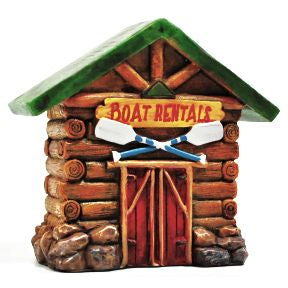 Polystone Mini Lakeside Boat Rental U03-0301232-1190-a single mini lakeside boat rental shop. Garden décor.