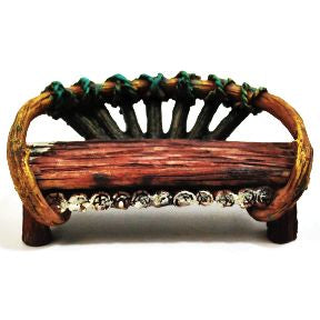Polystone Mini Woodland Bench U03-0401232-0120-a single mini bench. Garden décor.