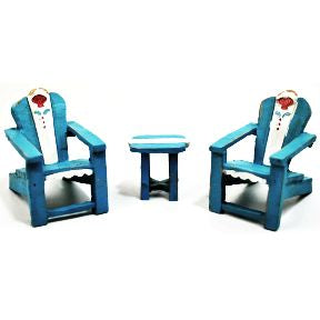 Polystone Mini Seaside Table & Chairs (3 pc set) U03-0401232-0293-3 piece set. 2 chairs 1 table. Garden décor.