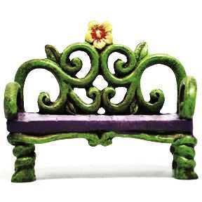 Polystone Mini Fairytale Bench U03-0401232-0390-a single mini bench. Garden décor.