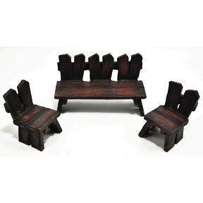 Polystone Mini Bench & Chairs (3 pc set) U03-0401232-0423-3 pc set of 2 chairs and a bench miniatures. Garden décor.