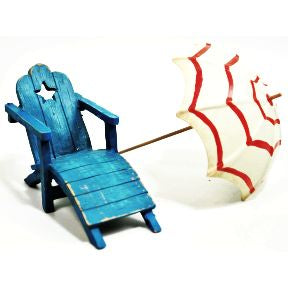 Polystone Mini Seaside Umbrella & Lounger (2 pc set) U03-0411232-0092-2 pc set of mini umbrella and lounge chair. Garden décor.