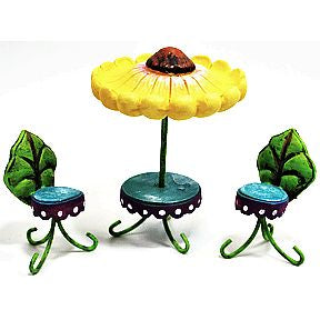 Polystone Mini Fairytale Table & Chairs (3 pc set) U03-0411232-0093-3 piece set of Fairytale Table and 2 chairs. Garden Décor.