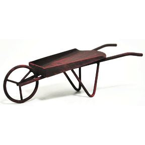 Iron Mini Garden Wheelbarrow U03-0504232-0020-a single mini iron wheelbarrow. Garden décor.