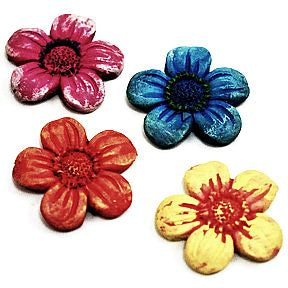 Polystone Mini Fairytale Flower Stepping Stones, 4 pc set U03-0601232-0194